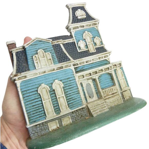 Vintage Cast Iron Victorian House Village Door Stop Cottage Shabby Chic - Picture 2 of 6